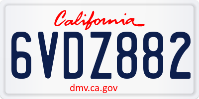 CA license plate 6VDZ882