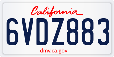 CA license plate 6VDZ883