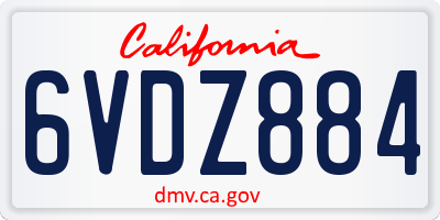 CA license plate 6VDZ884