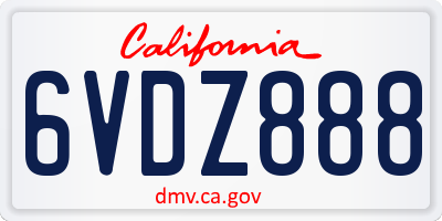 CA license plate 6VDZ888