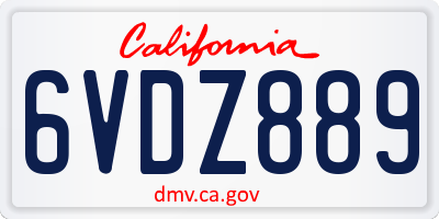 CA license plate 6VDZ889
