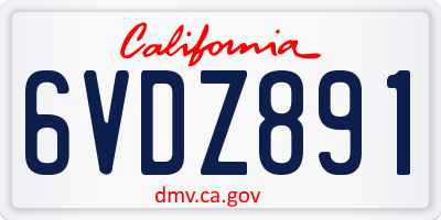 CA license plate 6VDZ891