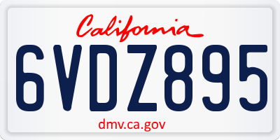 CA license plate 6VDZ895