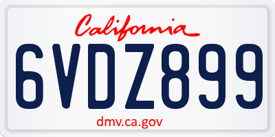 CA license plate 6VDZ899