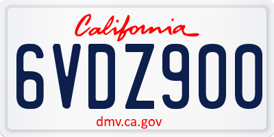CA license plate 6VDZ900