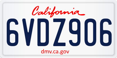 CA license plate 6VDZ906
