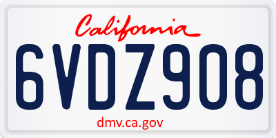 CA license plate 6VDZ908