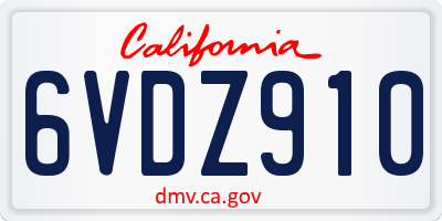 CA license plate 6VDZ910