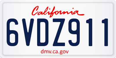 CA license plate 6VDZ911