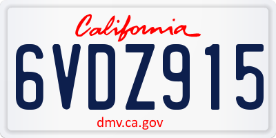 CA license plate 6VDZ915