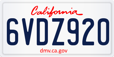 CA license plate 6VDZ920