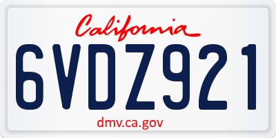 CA license plate 6VDZ921