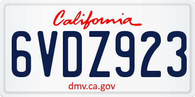CA license plate 6VDZ923