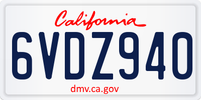 CA license plate 6VDZ940
