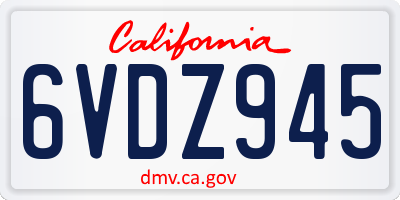 CA license plate 6VDZ945