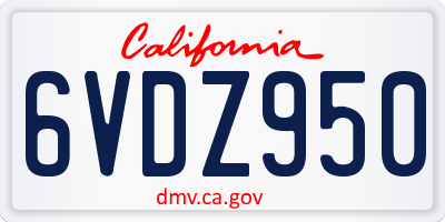 CA license plate 6VDZ950