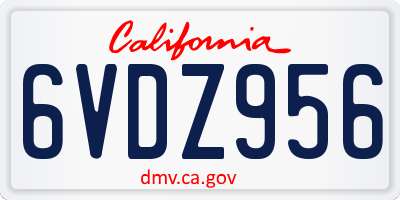 CA license plate 6VDZ956
