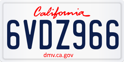 CA license plate 6VDZ966