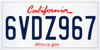 CA license plate 6VDZ967