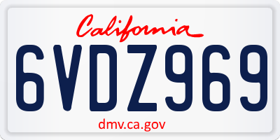 CA license plate 6VDZ969