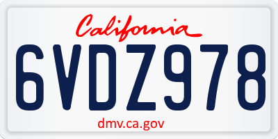 CA license plate 6VDZ978