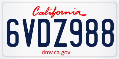 CA license plate 6VDZ988