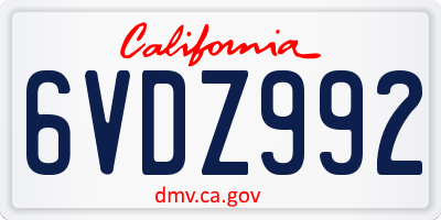 CA license plate 6VDZ992
