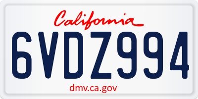 CA license plate 6VDZ994