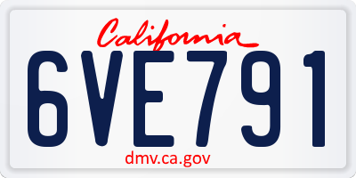 CA license plate 6VE791