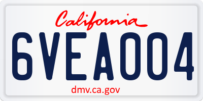 CA license plate 6VEA004