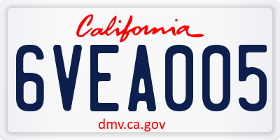 CA license plate 6VEA005
