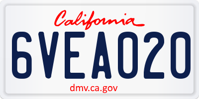 CA license plate 6VEA020
