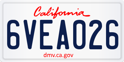 CA license plate 6VEA026