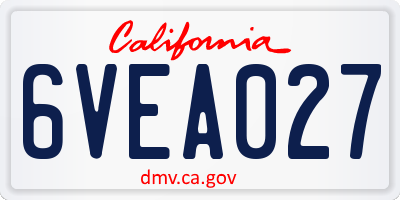 CA license plate 6VEA027