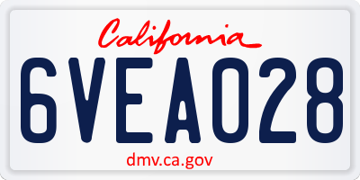 CA license plate 6VEA028