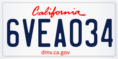 CA license plate 6VEA034