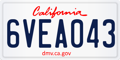 CA license plate 6VEA043