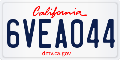 CA license plate 6VEA044