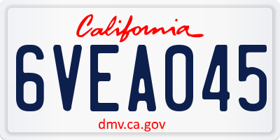 CA license plate 6VEA045