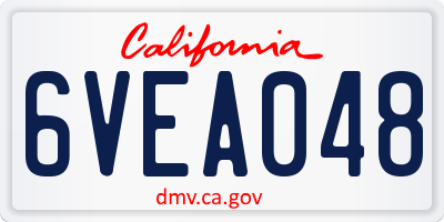 CA license plate 6VEA048