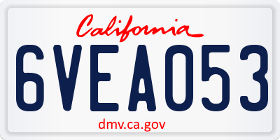 CA license plate 6VEA053