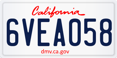 CA license plate 6VEA058