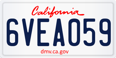 CA license plate 6VEA059
