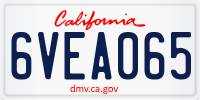 CA license plate 6VEA065