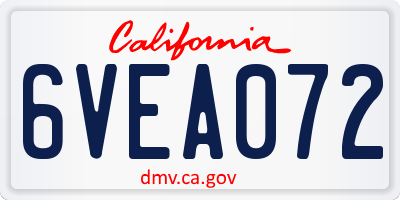 CA license plate 6VEA072