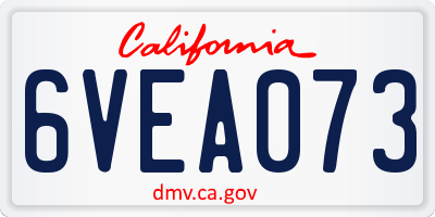 CA license plate 6VEA073