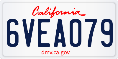 CA license plate 6VEA079