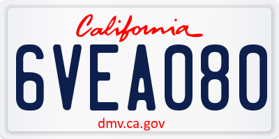 CA license plate 6VEA080