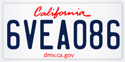 CA license plate 6VEA086