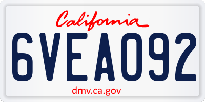 CA license plate 6VEA092
